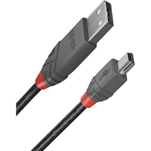 LINDY 2.0 USB-A to Mini B Anthra Line 1 Metre Cable Blk